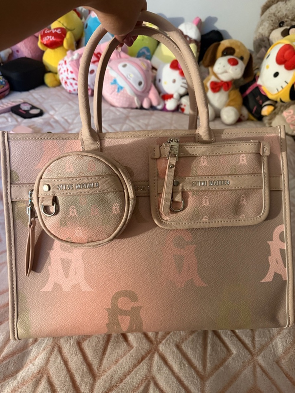 Steve Madden Pink Logo Tote with Coin Pouch - Picture 2 of 6